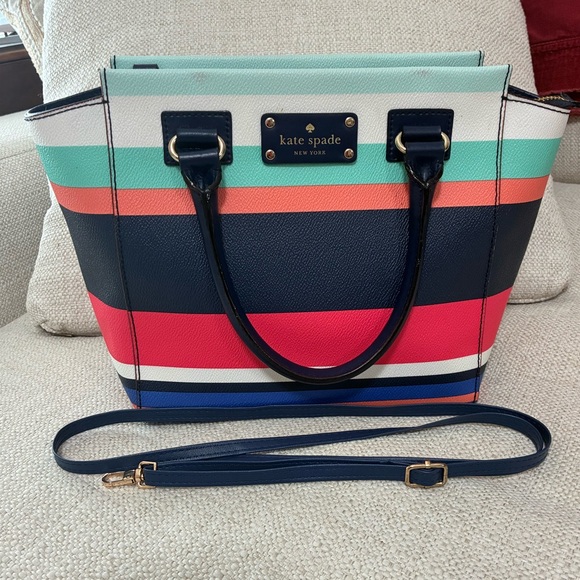 Kate Spade EUC Camryn Wellesley Tropical Stripe Coated Canvas - Picture 2 of 14